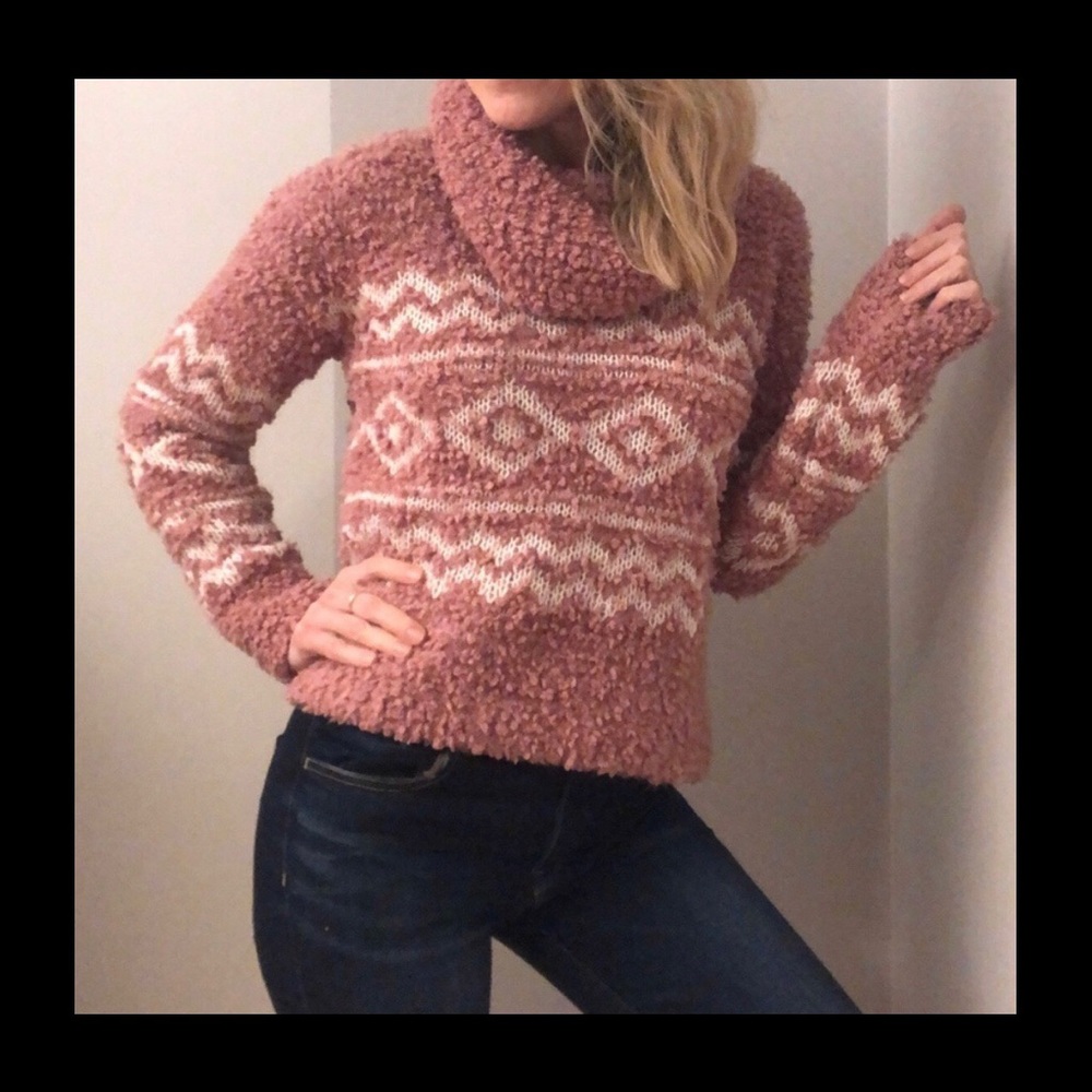 Aztec Tribal Style Plush Soft Turtleneck Sweater